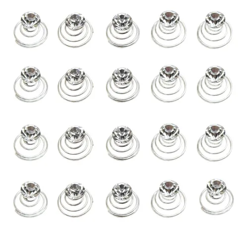 Miniatura 9 de Vpang 20 horquillas espirales para el cabello, espirales, espirales, bobinas para el cabello, pinzas para el cabello para boda, novia, diamantes