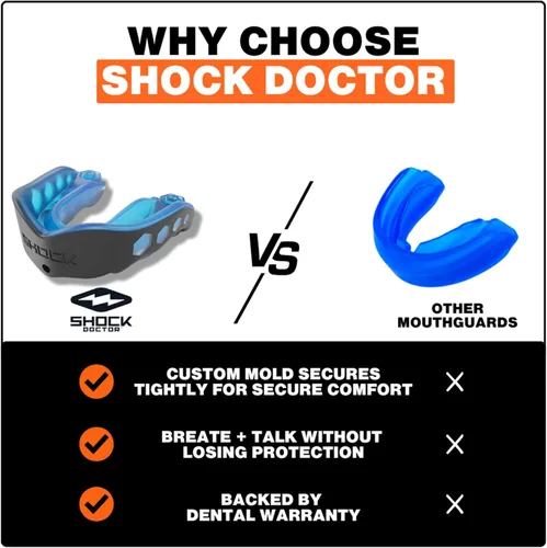 Miniatura 5 de Shock Doctor Gel Max - Protector bucal, protección resistente y ajuste personalizado, juvenil, frambuesa azul
