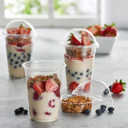 Miniatura 2 de ELEGANT DISPOSABLES Vasos de plástico para postre de 16 onzas con insertos de 4 onzas y tapas 50 juegos de envases de yogur de 16 OZ
