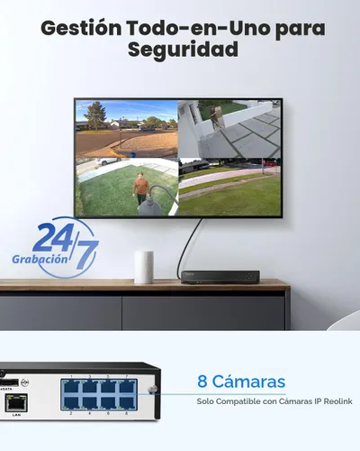 Miniatura 3 de REOLINK Grabadora de video en red de 8 canales para sistema de cámara de seguridad para el hogar, solo funciona con cámara IP REOLINK PoE