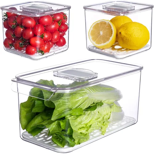 Miniatura 7 de vacane Organizador apilable para congelador, contenedor plano para queso rebanado con tapas, contenedores de almacenamiento para congelador, bandeja