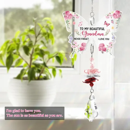 Miniatura 7 de Funnli Regalos para abuela, regalos de cumpleaños para abuela, atrapasoles de cristal, Navidad, cumpleaños, día de la madre, Acción de Gracias, día