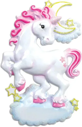 Miniatura 2 de Adorno de Navidad personalizado de unicornio brillante 2025, recuerdo de nombre grabado personalizado para niñas, mágico para niños, adorno