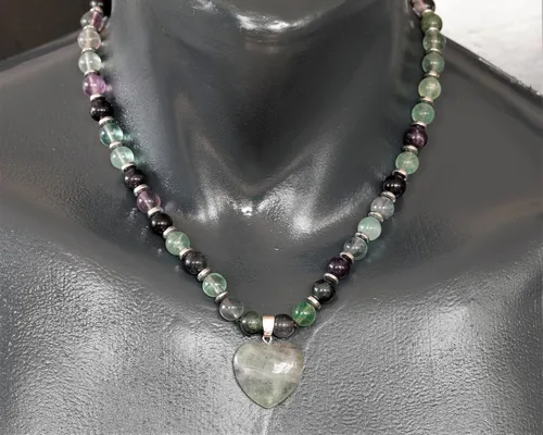 Miniatura 76 de Colgante de corazón de aventurina natural, Collar de cuentas de aventurina genuina, Collar de piedra verde, Collar de piedras preciosas, Cuentas