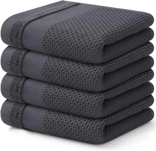 Homaxy Toallas de cocina 100% algodón con tejido gofre, 13 x 28 pulgadas, súper absorbentes y lavables a máquina, para secar platos, paquete de 4,