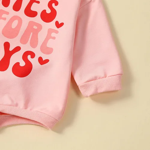 Miniatura 29 de Traje de bebé niña para el primer día de San Valentín, mameluco de burbujas con cuello redondo, sudadera linda para primavera y otoño