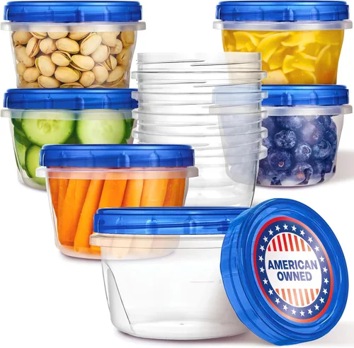 Miniatura 12 de Stock Your Home Recipientes de plástico de 4 onzas con tapas giratorias (paquete de 6), recipientes pequeños para congelador de 1/2 taza
