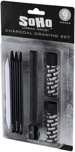 Miniatura 4 de Soho Urban Artist Juego de dibujo de carbón para artistas, estudiantes, mezcla, dibujo de figuras en vivo y mucho más. - [Negro - Juego de dibujo]