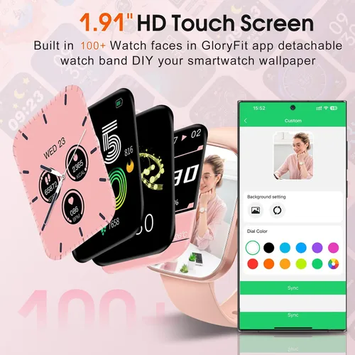 Miniatura 6 de Csasan Reloj inteligente para hombres y mujeres (respuesta/hacer llamadas), pantalla HD de 1.91 pulgadas, monitor de frecuencia cardíaca, sueño