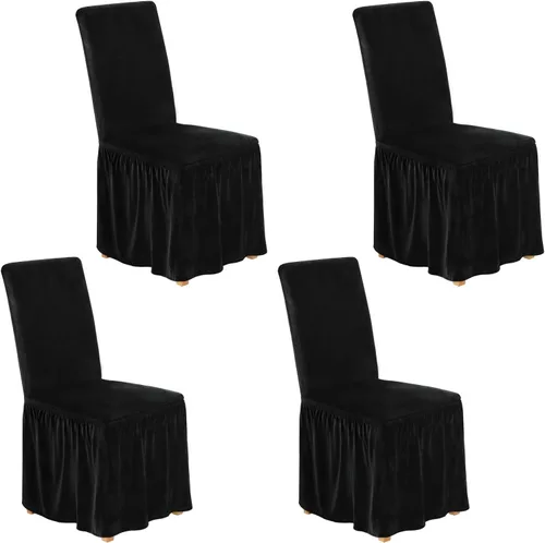 Miniatura 14 de NICEEC Fundas de silla de elastano para sillas de comedor, juego de 6 fundas de sillas de comedor extraíbles con falda, fundas de silla de comedor