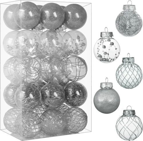 Miniatura 22 de Juego de adornos de bola de Navidad, 20 unidades, grandes, color negro transparente, inastillables, 3.150 in/3.15 pulgadas, adornos de Navidad