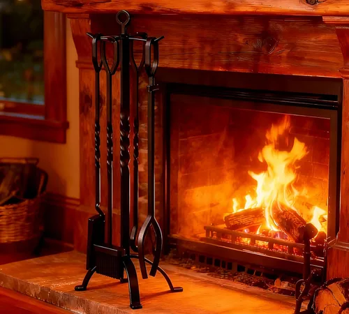 Miniatura 11 de Fire Beauty Juego de 5 herramientas para chimenea, accesorios de chimenea, soporte de herramientas con asas, herramientas para decoración