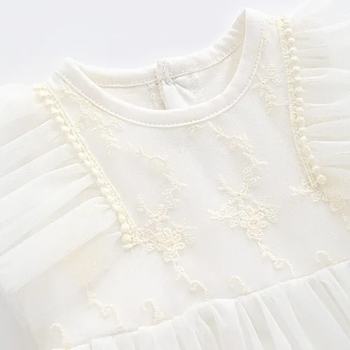 Miniatura 12 de Vestido de otoño de manga larga para niña pequeña, vestido de encaje con flores, boda, primer cumpleaños, bautizo, vestido con sombrero