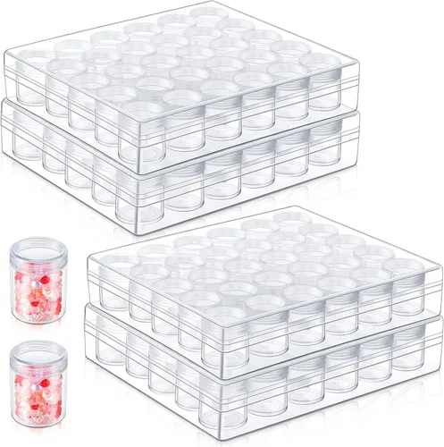 Miniatura 9 de Xinnun 4 unidades organizadores de cuentas transparentes para bordar cuentas con tapa, almacenamiento de pintura de diamante de plástico