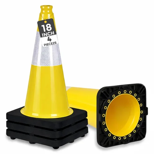 Miniatura 21 de BESEA Paquete de 4 conos de tráfico azules de 12 pulgadas con collar reflectante de 4 pulgadas, conos de seguridad de PVC resistentes con base