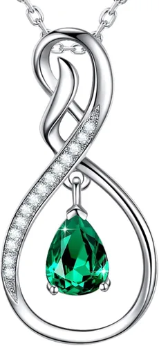 ELDA & CO. Regalos de cumpleaños, collar infinito de plata de ley 925 con piedras natales de octubre y noviembre, turmalina rosa, citrino, regalos