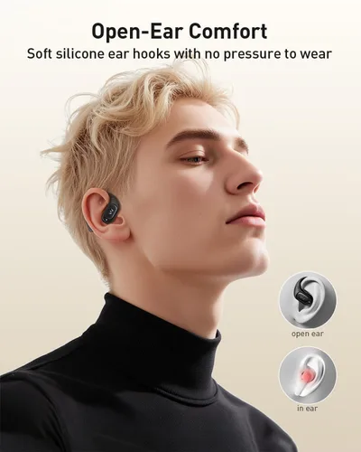Miniatura 3 de iWALK Auriculares de oreja abierta, verdaderos auriculares inalámbricos Bluetooth 5.4 con luz, ganchos ultra cómodos, tiempos de reproducción de 35