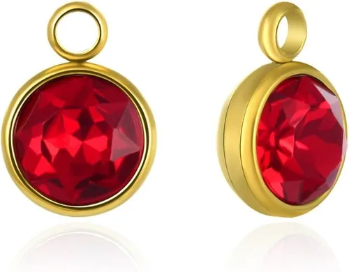 Miniatura 12 de Adabele Colgante de acero inoxidable chapado en oro amarillo de 18 quilates con piedra natal redonda de grado A de 0.236 in y 0.394 in, no se