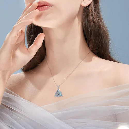 Miniatura 2 de YFN Collar con dije de triple luna y diosa de plata esterlina, pentagrama y ópalo, collar con dije de ópalo pagano, amuleto mágico wiccano, árbol