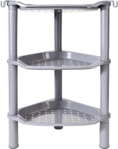 Estantería de 3 niveles para ducha de esquina, organizador de estante de ducha de plástico para interior del baño, bañera, bandeja de ducha, 13.5 x