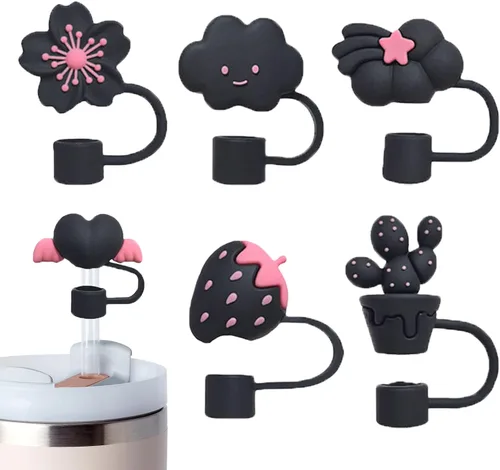 Miniatura 8 de 6 piezas de tapas de popote mágicas de silicona para taza Stanley de 30 y 40 oz, tapas reutilizables para popotes para accesorios de taza Stanley