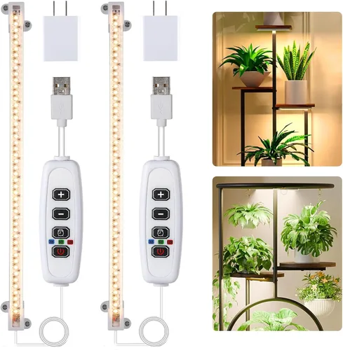 Hywyimlait - Tiras de luz LED para crecimiento de plantas de interior, espectro completo 3500K, barra de luz para plantas con 96 LEDs con 3500K