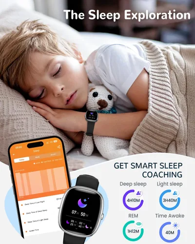 Miniatura 4 de Reloj inteligente para niños y niñas, regalo: no necesita aplicación, reloj con monitor de sueño de frecuencia cardíaca, podómetro, reproductor