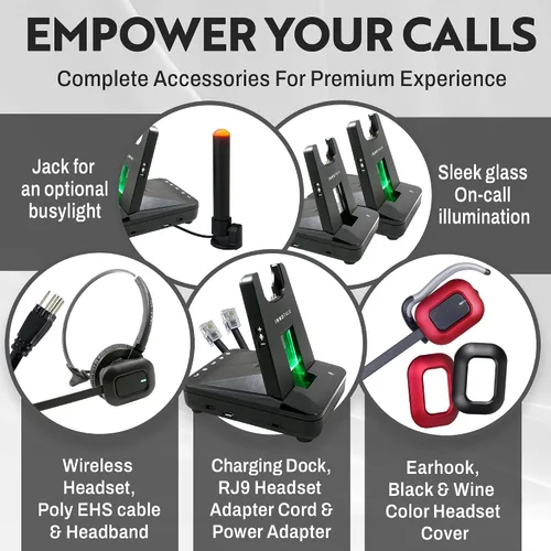 Miniatura 5 de INNOTALK Auriculares inalámbricos DECT de respuesta remota para teléfonos de la serie Poly Polycom Edge - Incluye cable remoto EHS para E100