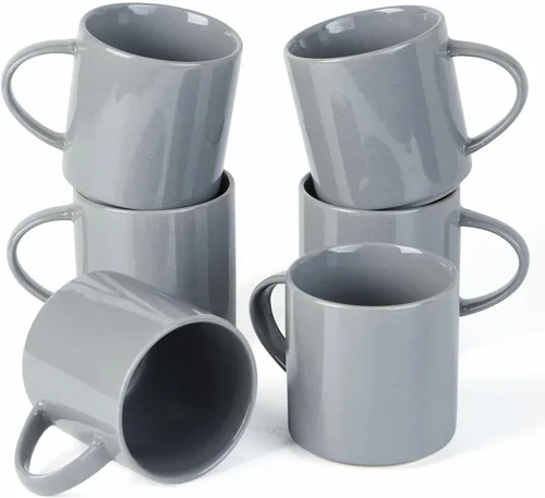 Miniatura 9 de famiware Nebula - Taza de café de 4 piezas, tazas de catering de 14 onzas con asa para café, té, cacao, leche, gris claro Nebulosa gris claro