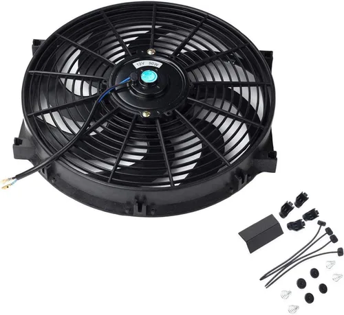 Miniatura 4 de BLACKHORSE-RACING Ventiladores de refrigeración de radiador eléctrico universal de 14 pulgadas + relé de termostato y kit de montaje (2 piezas)