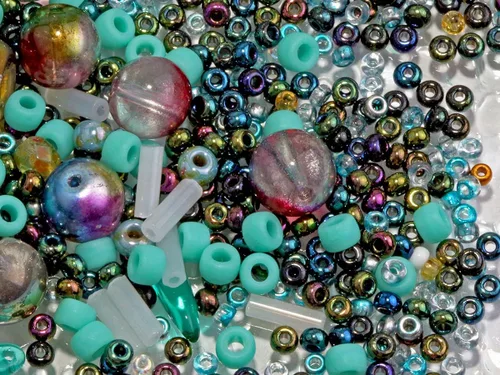Miniatura 4 de 2.29 oz (65 g) Mezcla Exclusiva de Abalorios de Vidrio Checo Multicolor, Sueños de Ámbar, Abalorios de Vidrio Checo