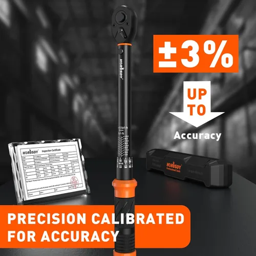 Miniatura 6 de HORUSDY Juego de 5 llaves dinamométricas de 3/8" (5–45 ft-lb/ 6.8–61 Nm) – Llave dinamométrica de accionamiento de 3/8" con extensión de 3