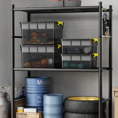 Miniatura 8 de Contenedores de almacenamiento apilables de 40 cuartos con tapas y bandejas, cajas de plástico transparente con separadores, contenedores portátiles