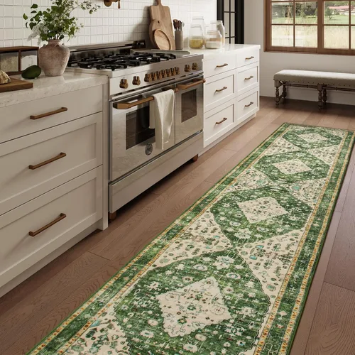 Miniatura 57 de Lahome Alfombra tribal bohemia de 2 x 3 pies, alfombra verde pequeña para entrada, suave, antideslizante, lavable, alfombra de baño bohemia de pelo