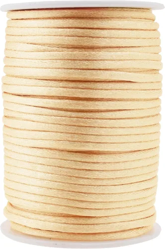 Miniatura 10 de Mandala Crafts Cordón de Satén de Nailon 2mm Cordón Rattail Champagne - 100 Yardas Cordón de Nailon Chino para Nudos Cordón de Seda Cola de Rata