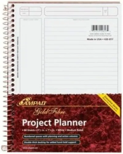 Ampad Gold Fibre planificador de proyectos con tapas de colores surtidos, 9.5 x 7.25, 84 páginas cada uno Paquete de 1