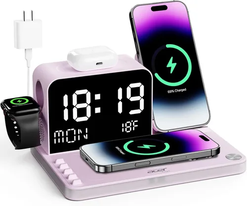 Miniatura 10 de Acer Estación de carga inalámbrica 7 en 1: Soporte de carga para múltiples dispositivos para Apple - iPhone 16 15 14 13 12 Pro Max Apple Watch
