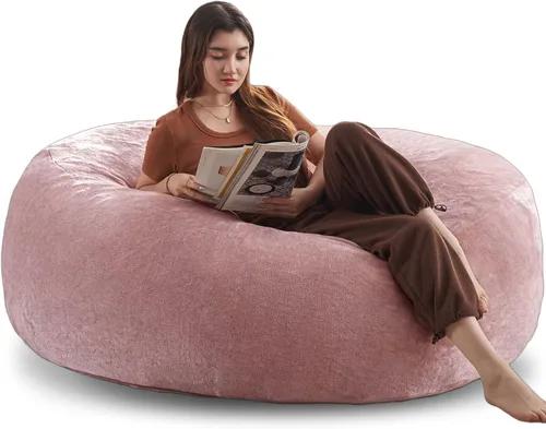 Miniatura 15 de LKD Puf para adultos, 4 pies, puf con relleno, de espuma viscoelástica, puf de felpa, adecuado para dormitorio, balcón, juegos, ocio, lectura