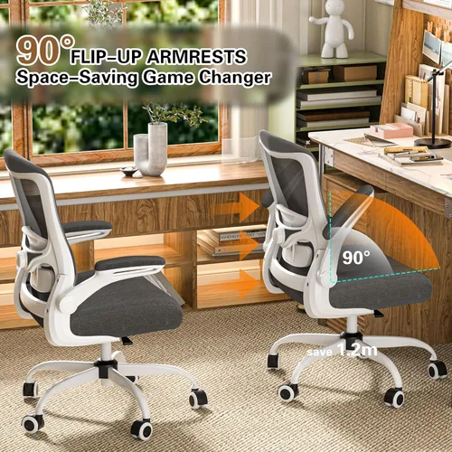 Miniatura 6 de Silla de oficina ergonómica, silla de escritorio con respaldo alto y soporte lumbar ajustable, respaldo de malla transpirable, capacidad de 330