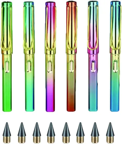 Miniatura 10 de 6 juegos de lápices eternos, bolígrafo infinito, lápices sin afilar para escribir, dibujar, estudiantes, sostenibles para suministros escolares