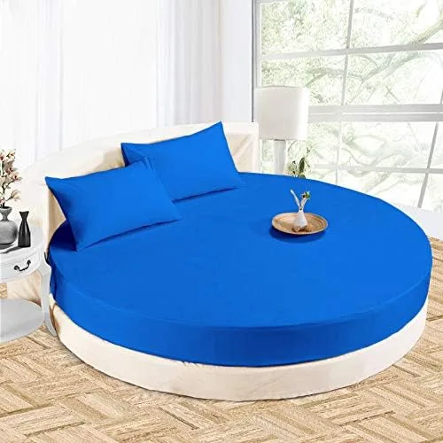 Miniatura 6 de Sábana bajera redonda 100% algodón de 800 hilos, 1 sábana bajera/inferior de 18 pulgadas de profundidad y 2 fundas de almohada, juego de sábanas