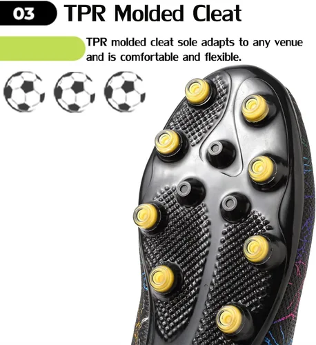 Miniatura 6 de Beyondjuff Zapatos de fútbol para niños con tacos de fútbol para suelo firme, zapatos de césped para niñas, zapatos de entrenamiento al aire libre