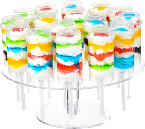 Miniatura 2 de Soporte redondo transparente de acrílico con 16 agujeros para tartas, fiestas, bodas, panaderías (9.44 pulgadas de diámetro)