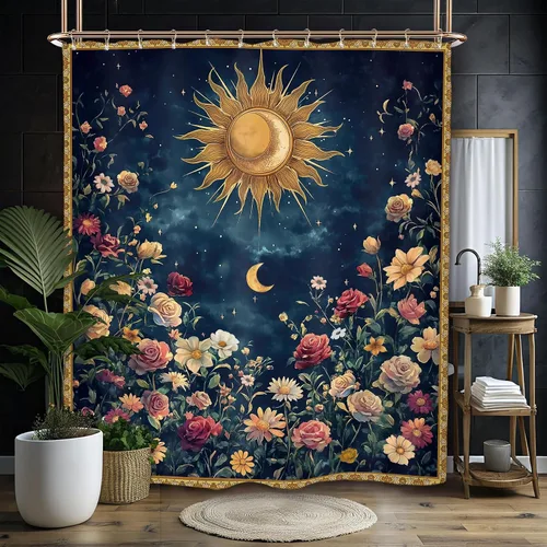 Miniatura 18 de Miyotaa - Juego de cortinas de ducha con fase lunar celestial, diseño de luna iluminada, gótico, zodiacal, astrología, tarot, bruja, de poliéster