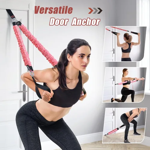 Miniatura 7 de Upgraded Pilates Bar Kit with Resistance Bands Natural Latex for Women & Men, Heavy-Duty Stainless Steel Multifunctional Yoga Pilates Stick for Home