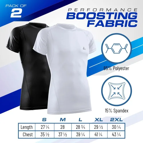 Miniatura 2 de Mens Compression Shirt Short Sleeve Dry-fit Athletic Base-Layer T-Shirt - 2 Pack