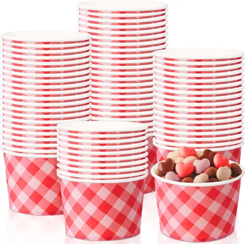 Miniatura 11 de Shellwei Paquete de 50 tazas de helado de 9 onzas para el día de San Valentín, cuencos de postre desechables con corazón, cuencos de papel