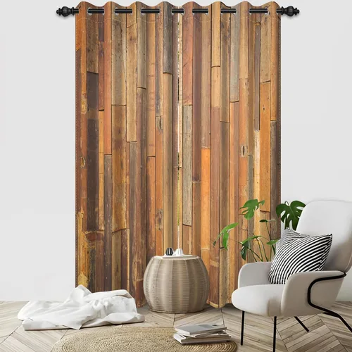 Miniatura 19 de Cortinas rústicas para ventana de puerta de granero, puerta de madera gris, puerta de garaje, tratamiento de ventana para sala de estar, dormitorio