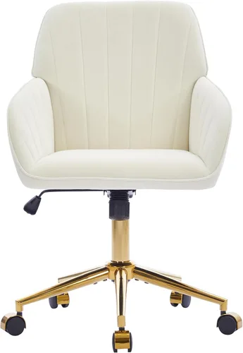 Miniatura 4 de Silla de escritorio de terciopelo para oficina en casa, moderna y bonita silla de trabajo para computadora con respaldo, silla de tocador tapizada