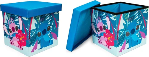 Disney Lilo & Stitch Characters Stitch and Angel - Organizador de cubos de almacenamiento de 15 pulgadas con tapas, juego de 2 contenedores de